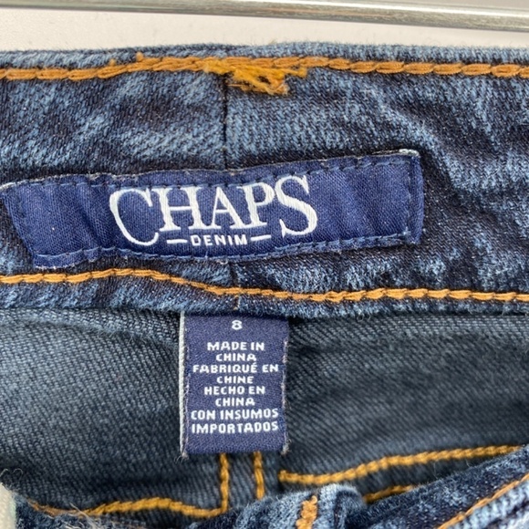 Chaps Jeans Women's Size 8 Straight Leg Dark Blue Denim 5 Pocket Stretch - Picture 10 of 11